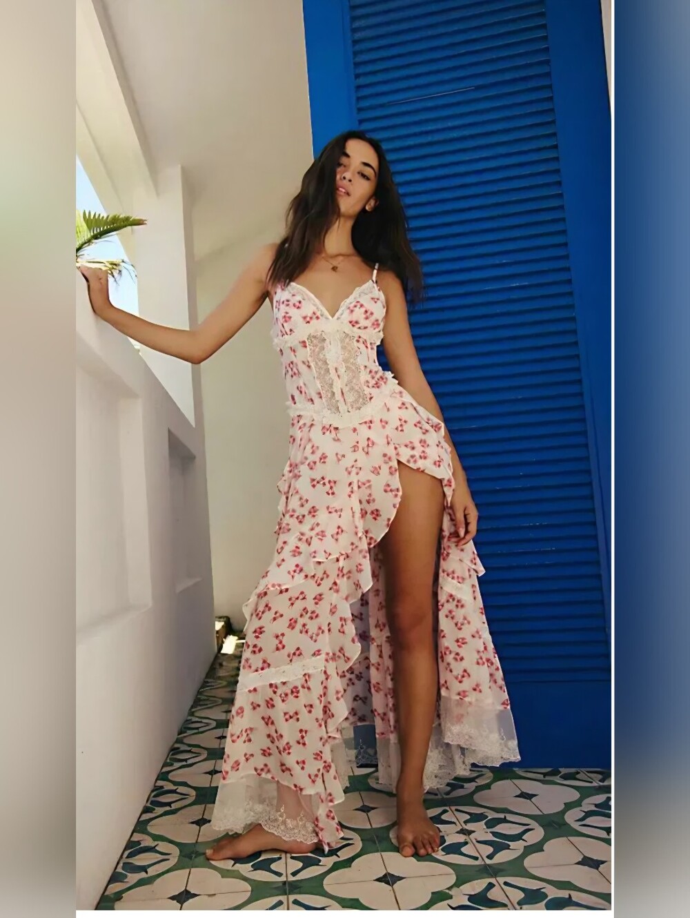 Free People Intimately Hearts Desire Bodysuit Maxi Dress Sz M